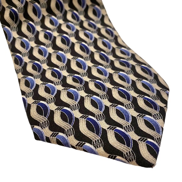 100% Silk Tie by Carlo Palazzi - Blue and Gray Design - Picture 2 of 11